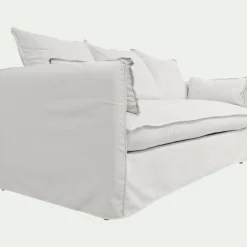 Canapé 3 places convertible en tissu wind - blanc écru