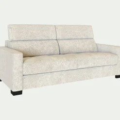 Canapé 3 places convertible en tissu genesis avec accoudoirs 15cm - blanc ventoux