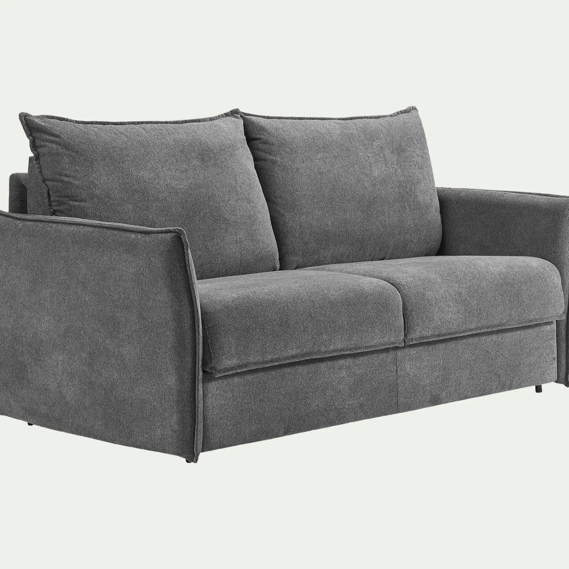 Canapé 3 places convertible en tissu avec matelas densité 35kg/m3 - gris restanque