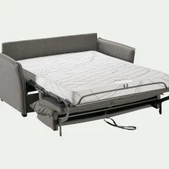 Canapé 3 places convertible en tissu Stella avec matelas densité 25kg/m3 - gris anthracite