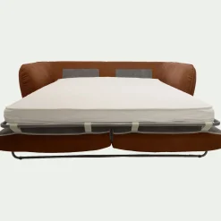 Canapé 3 places convertible en tissu Nature - brun rustrel