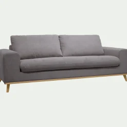 Canapé 4 places convertible en tissu Crown - gris restanque