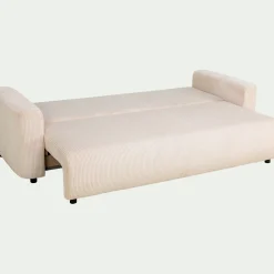 Canapé 4 places convertible en velours côtelé - beige roucas