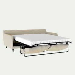 Canapé 3 places convertible matelas Bultex tissu mixte - beige alpilles