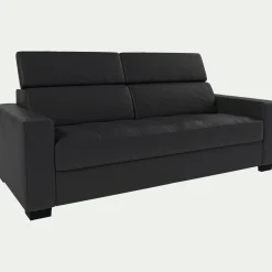 Canapé 3 places convertible en cuir avec accoudoirs 20cm - Brun terre d'ombre