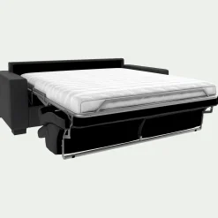 Canapé 3 places convertible en cuir avec accoudoirs 20cm - Brun terre d'ombre