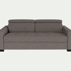 Canapé 3 places convertible en tissus pop avec accoudoirs 15cm - taupe