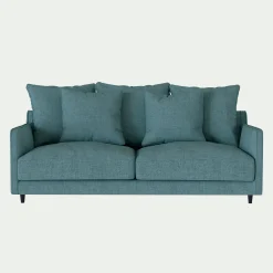 Canapé 3 places convertible en tissu - bleu niolon