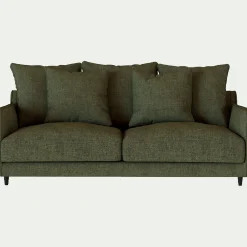 Canapé 3 places droit convertible matelas Bultex tissu joint - vert cedre