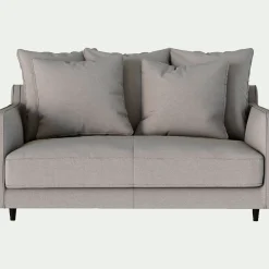 Canapé 2 places droit convertible matelas Bultex en tissu joint - gris borie