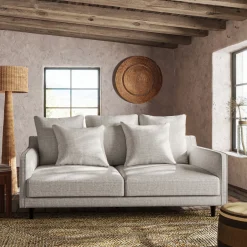 Canapé 3 places droit convertible matelas Bultex tissu joint - gris borie