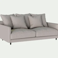 Canapé 3 places droit convertible matelas Bultex tissu joint - gris borie