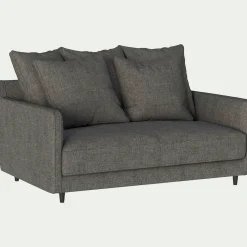 Canapé 2 places droit convertible matelas Bultex en tissu joint - gris restanque