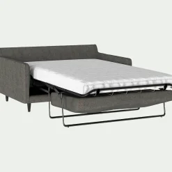 Canapé 2 places droit convertible matelas Bultex en tissu joint - gris restanque