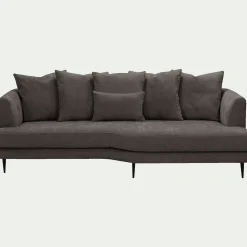 Canapé 5 places fixe droit en tissu cannes - marron