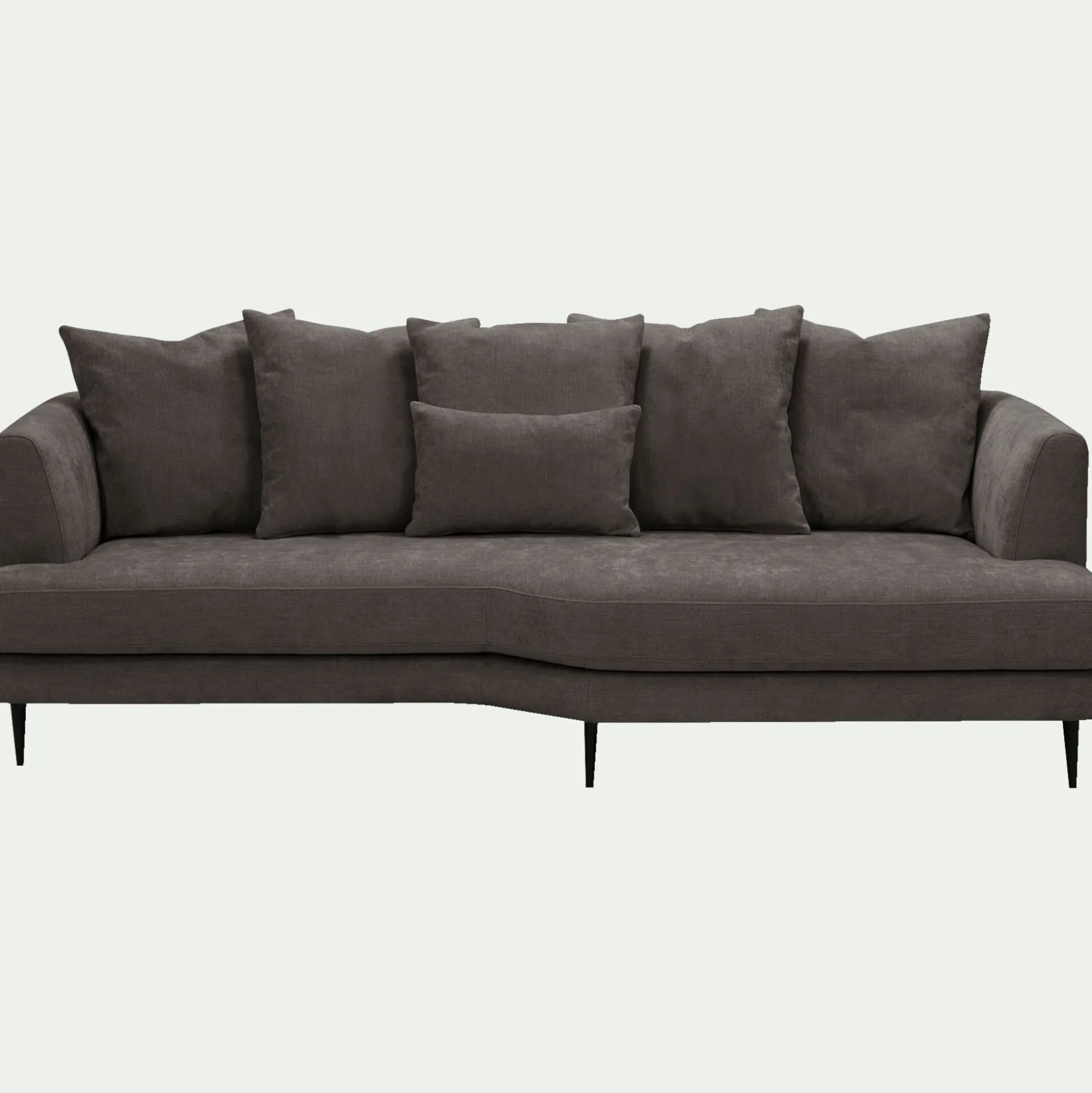 Canapé 5 places fixe droit en tissu cannes - marron