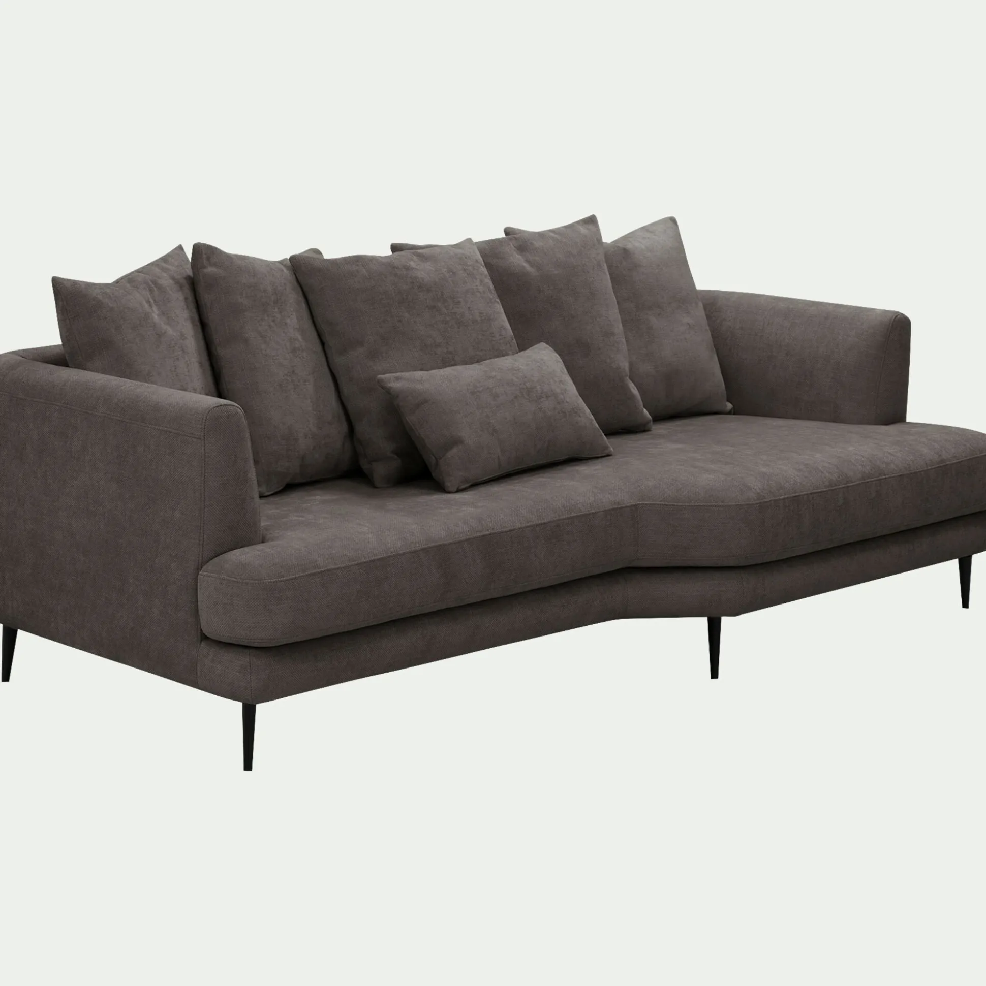 Canapé 5 places fixe droit en tissu cannes - marron