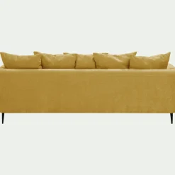 Canapé 5 places fixe droit en tissu cannes - jaune argan