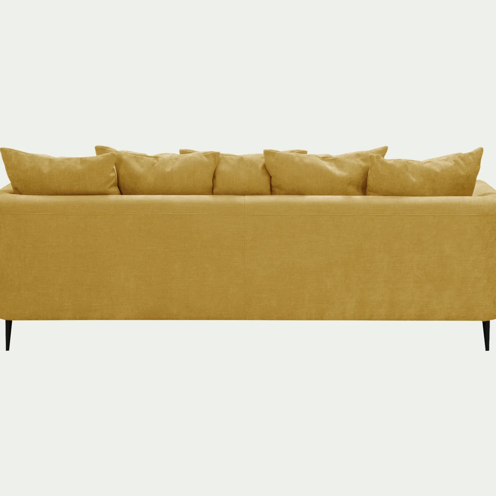 Canapé 5 places fixe droit en tissu cannes - jaune argan