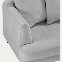 Canapé 3 places fixe droit en tissu cannes - gris