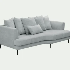 Canapé 5 places fixe droit en tissu cannes - gris