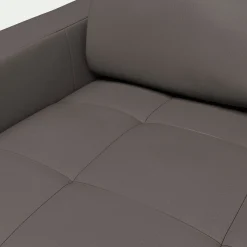 Canapé 2 places fixe en cuir avec accoudoirs 15cm - taupe