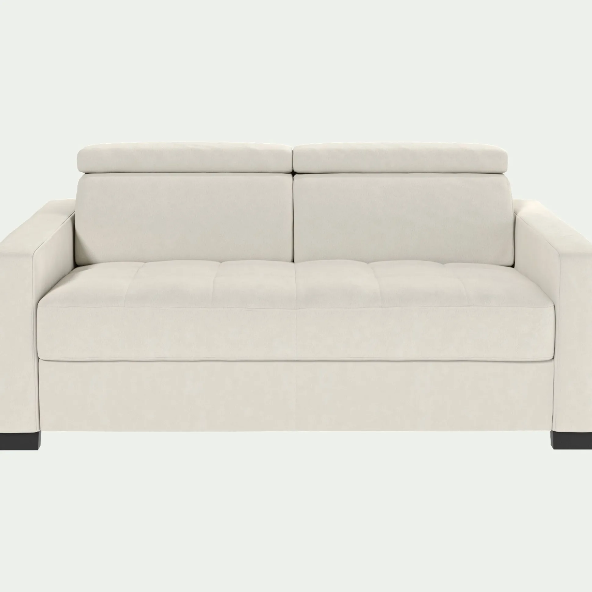 Canapé 2 places fixe en cuir avec accoudoirs 15cm - blanc