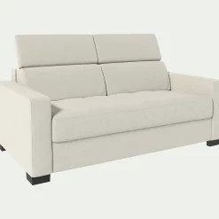 Canapé 2 places fixe en cuir avec accoudoirs 15cm - blanc