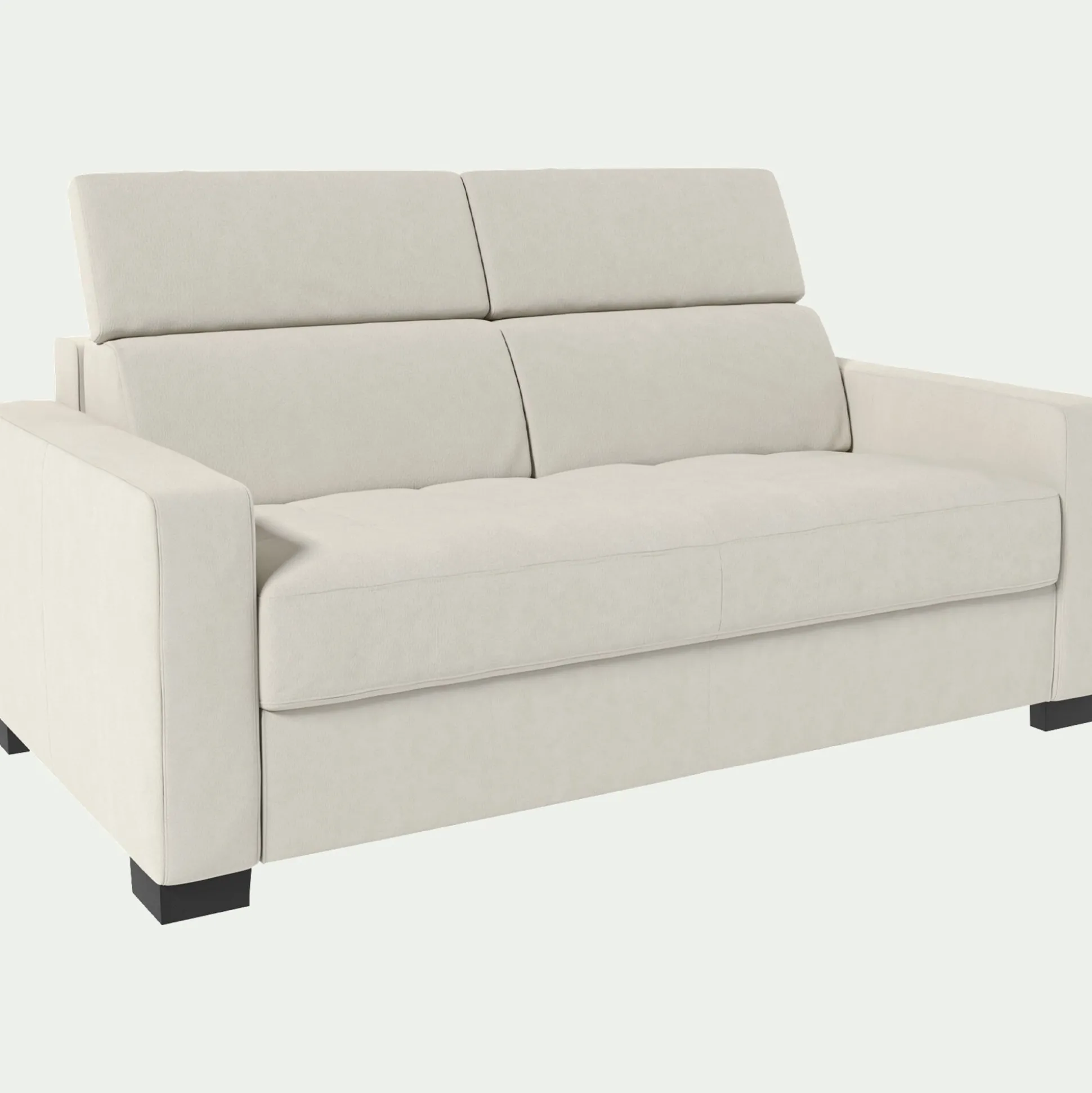 Canapé 2 places fixe en cuir avec accoudoirs 15cm - blanc