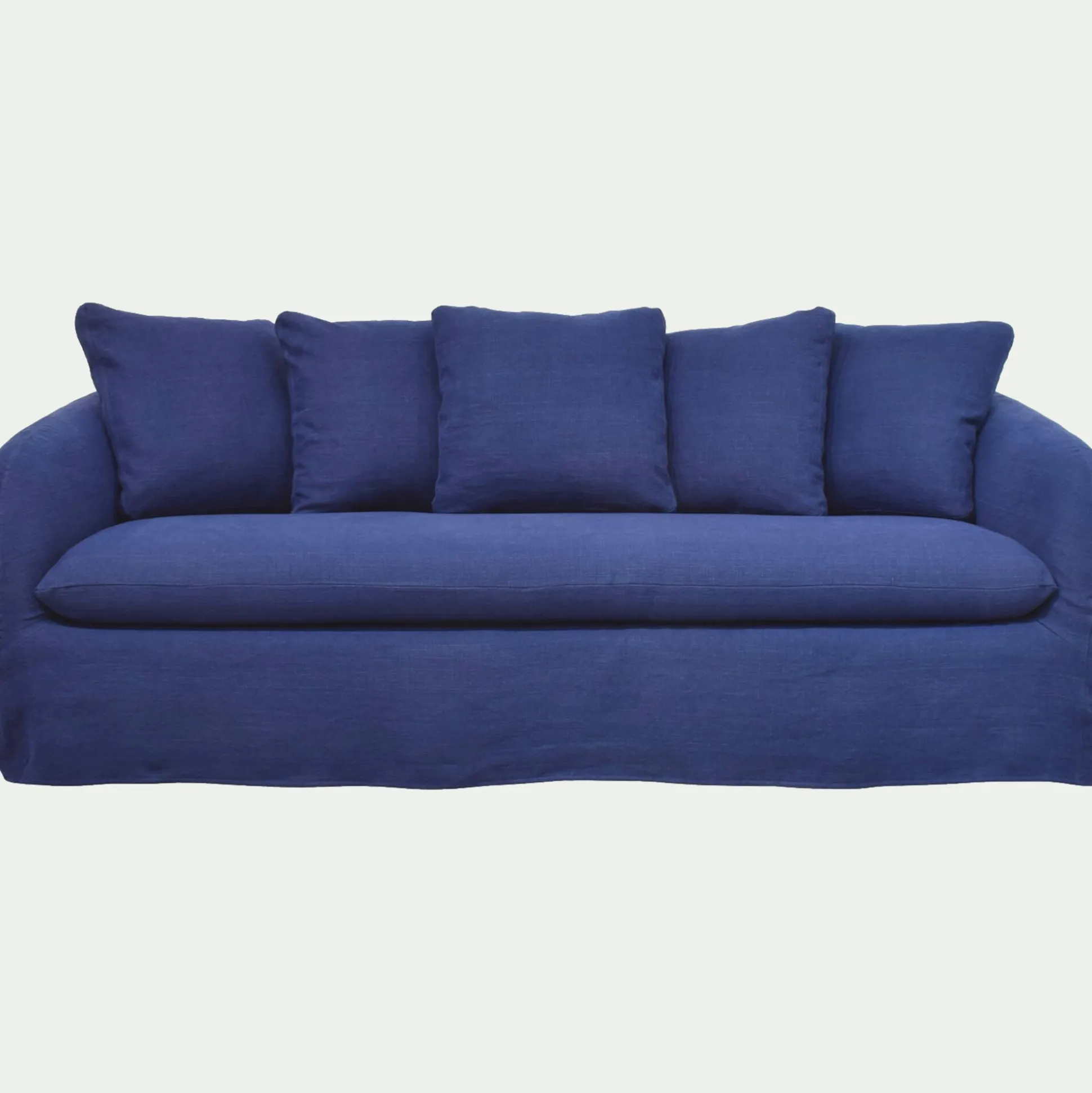 Canapé 4 places fixe en lin - bleu marine