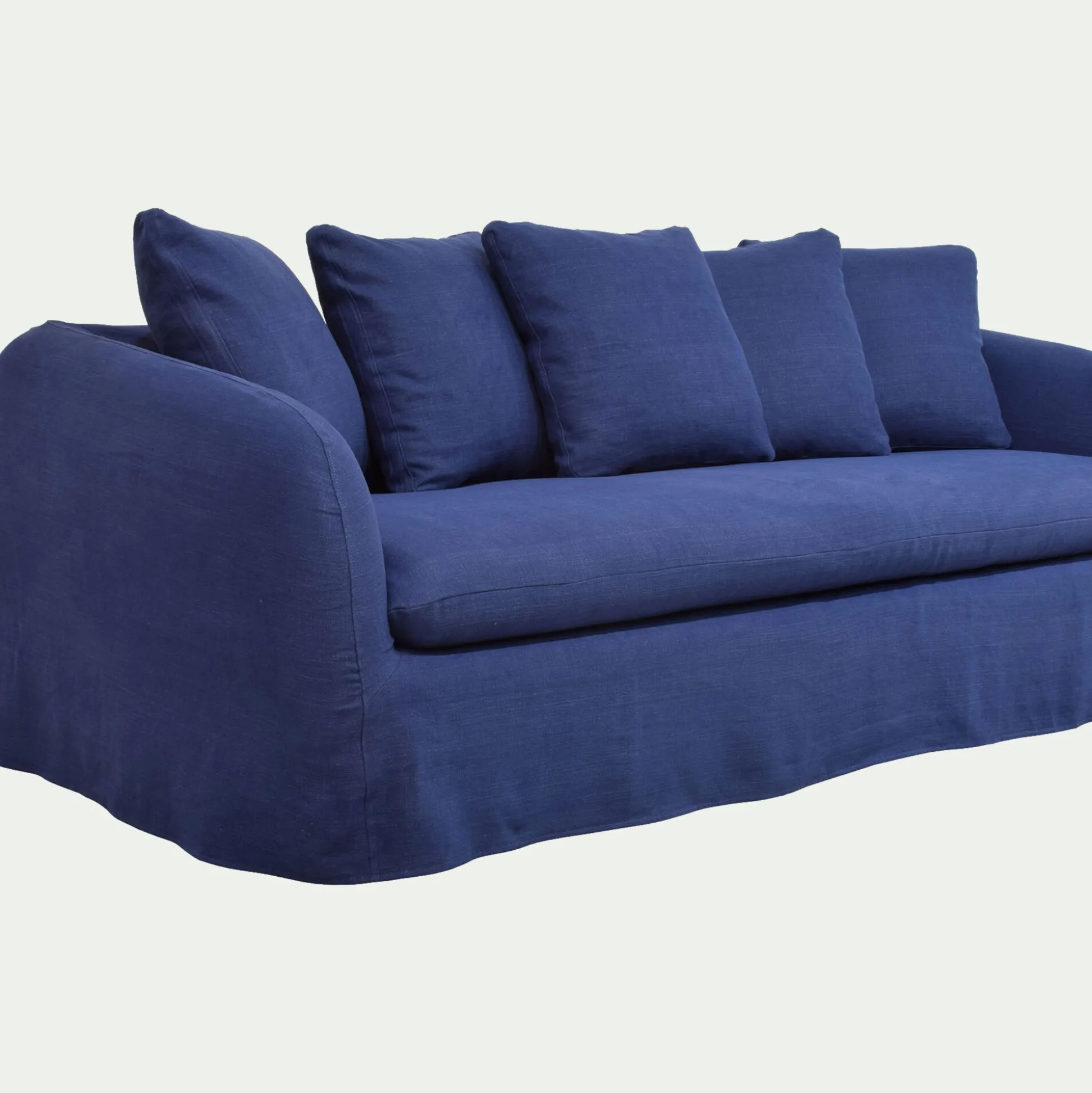 Canapé 4 places fixe en lin - bleu marine