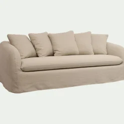 Canapé 4 places fixe en lin - beige alpilles