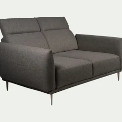 Canapé 2 places fixe en tissu avec fonction avance-recul - gris restanque