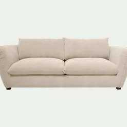 Canapé 4 places fixe en tissu Nature - blanc écru