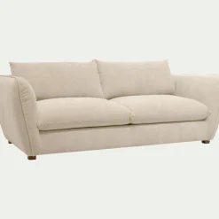 Canapé 4 places fixe en tissu Nature - blanc écru