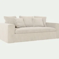 Canapé 3 places fixe en tissu doux tramé - beige