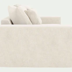 Canapé 3 places fixe en tissu doux tramé - beige