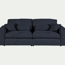 Canapé 5 places fixe en tissu chenille Benjo - bleu marine