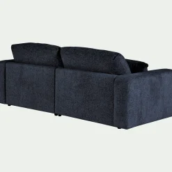 Canapé 5 places fixe en tissu chenille Benjo - bleu marine