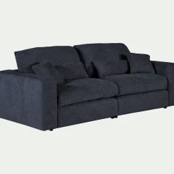 Canapé 5 places fixe en tissu chenille Benjo - bleu marine