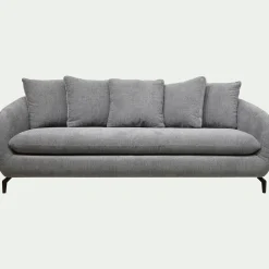 Canapé 4 places fixe en tissu tramé - gris ardoise