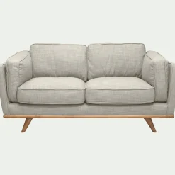 Canapé 2 places fixe en tissu beige