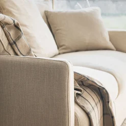 Canapé 3 places fixe en tissu - beige alpilles