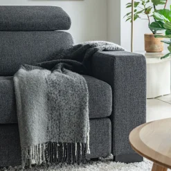 Canapé 2 places fixe en tissu pop avec accoudoirs 20cm - gris anthracite