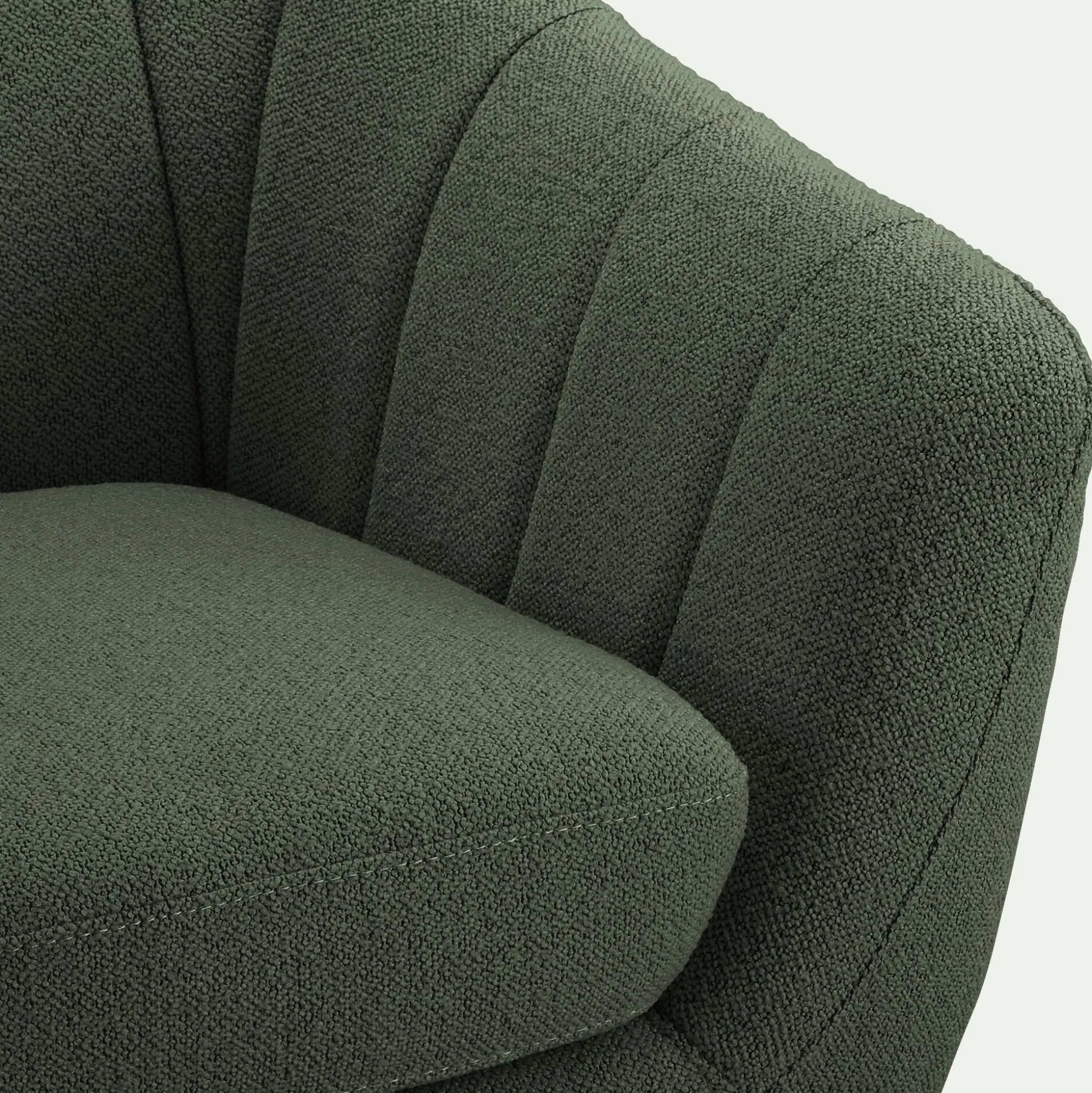 Canapé 3 places fixe en tissu bouclette monza - vert cèdre