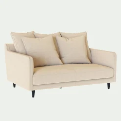 Canapé 2 places fixe en tissu joint - beige roucas