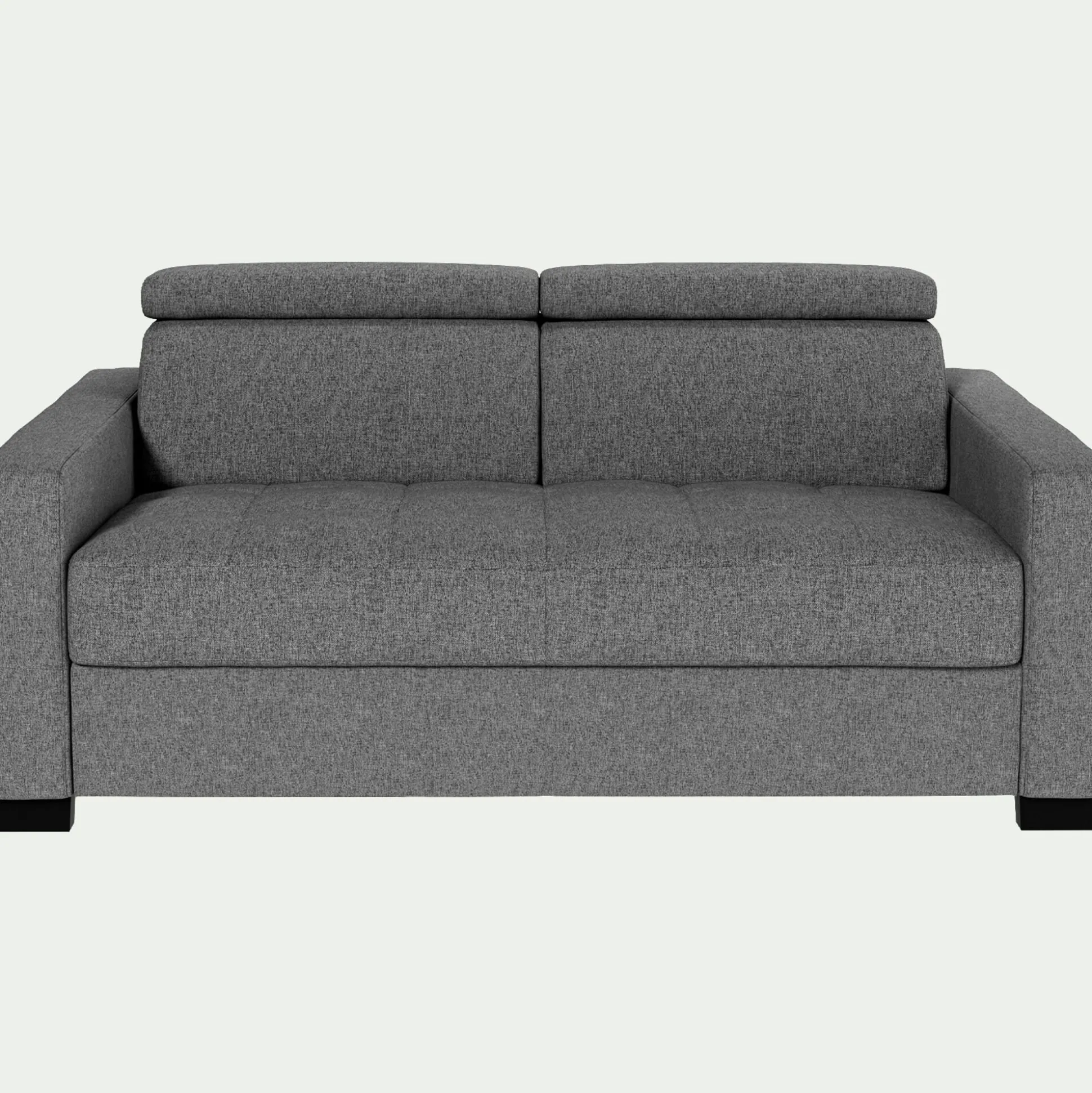 Canapé 2 places fixe en tissu pop avec accoudoirs 15cm - gris