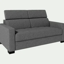 Canapé 2 places fixe en tissu pop avec accoudoirs 15cm - gris