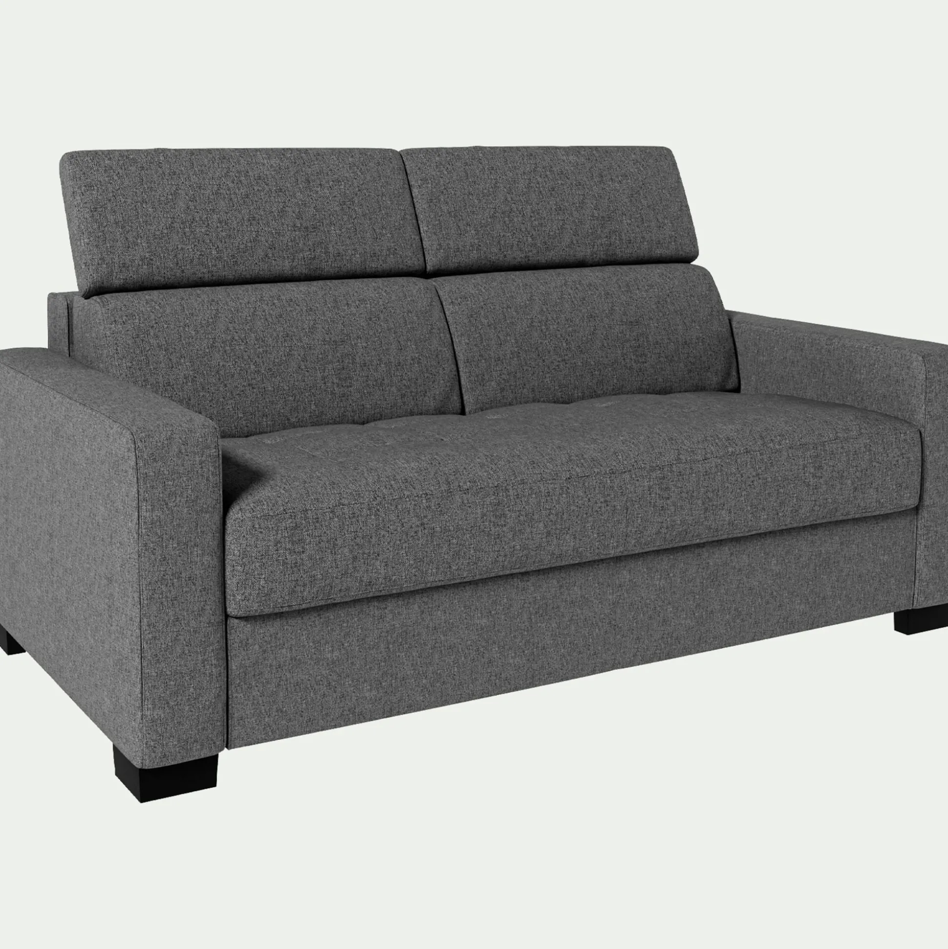 Canapé 2 places fixe en tissu pop avec accoudoirs 15cm - gris