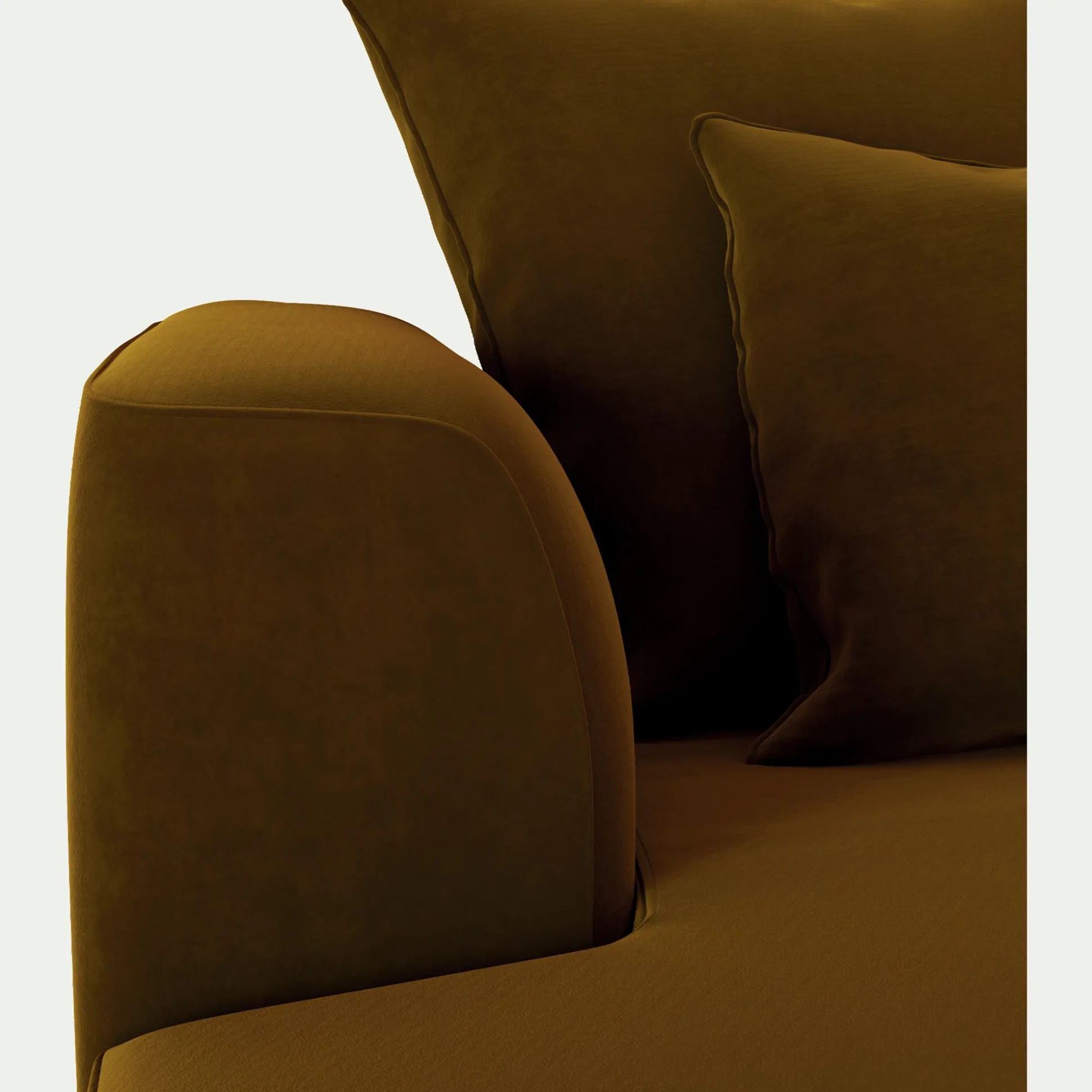 Canapé 5 places fixe en tissu velours - bronze